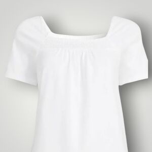 Lands' End Large Womens White Square Smock Neck Top. New with Tags.